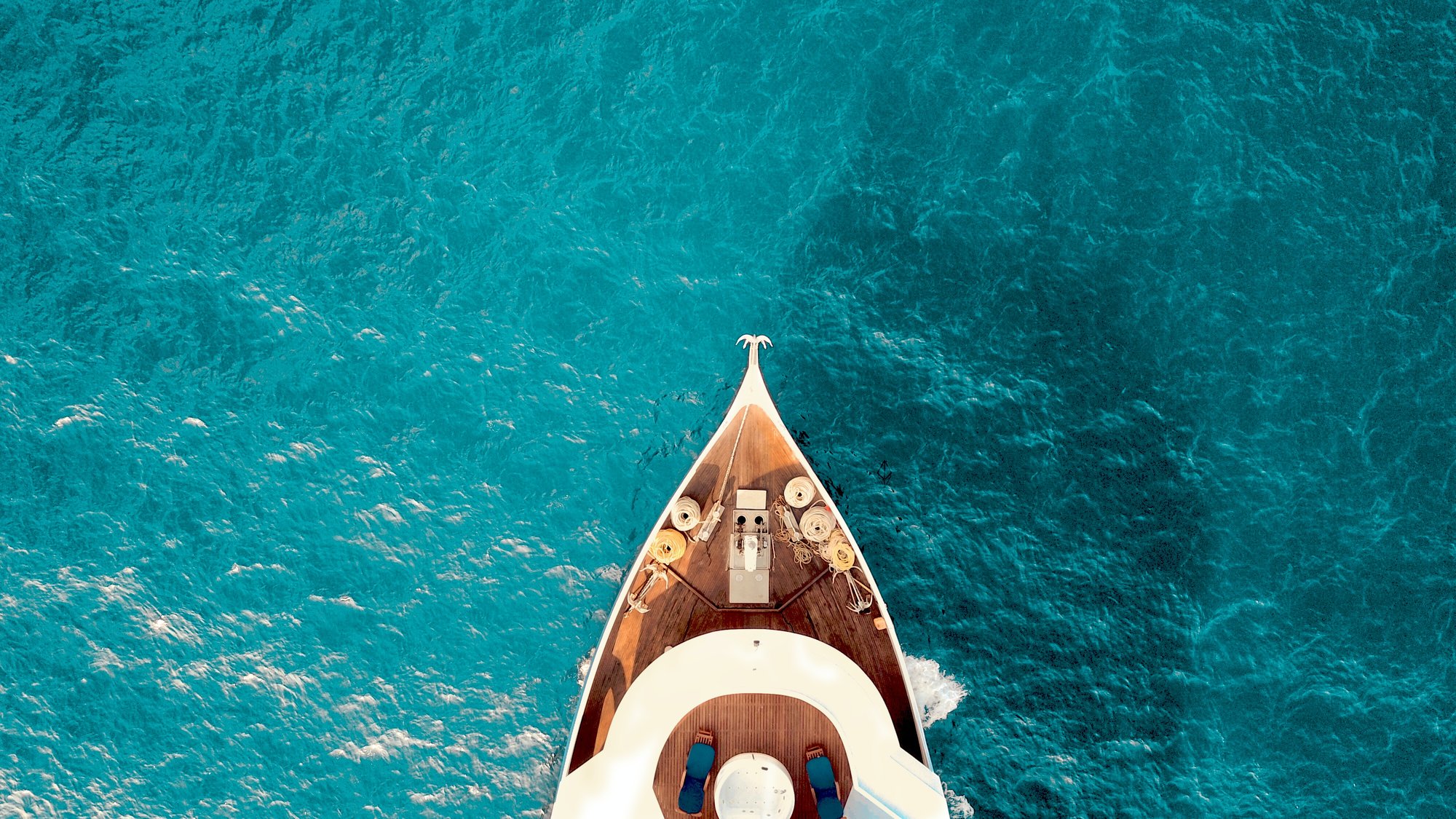 front of boat in water